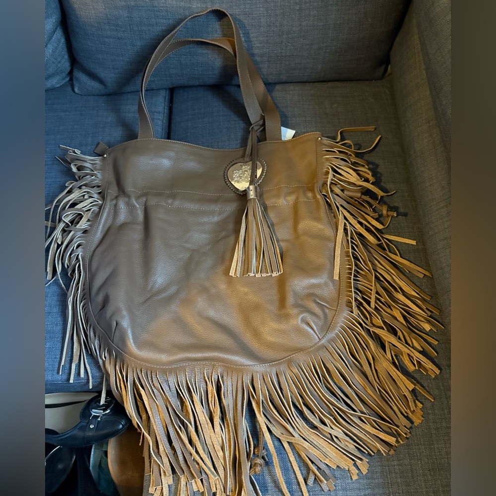 Robert Dice Western Style Lether Hobo Fringe Bag